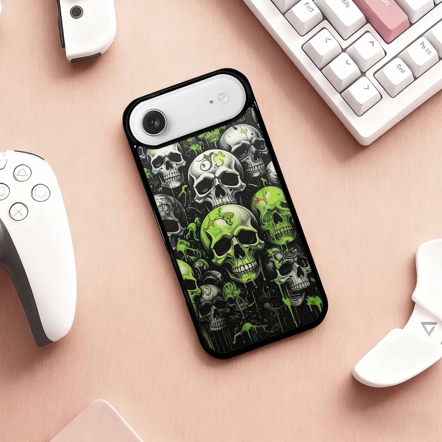 iPhone 17 Air Case — Skulls General Black Green Ink Gothic, Custom Print Case Cover