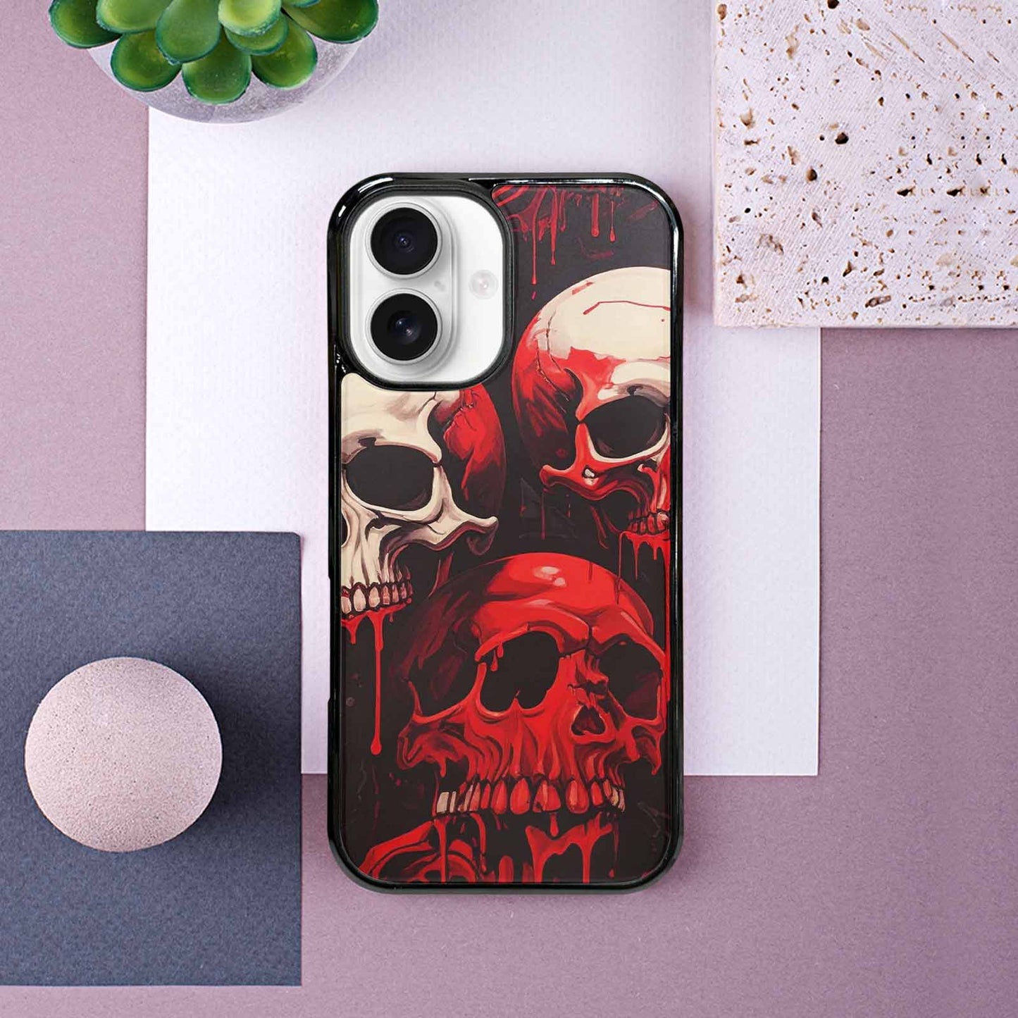 iPhone 16 Case — 1000\'s Of Skulls Overlapping Eachother Everywhere, Custom Print Case Cover