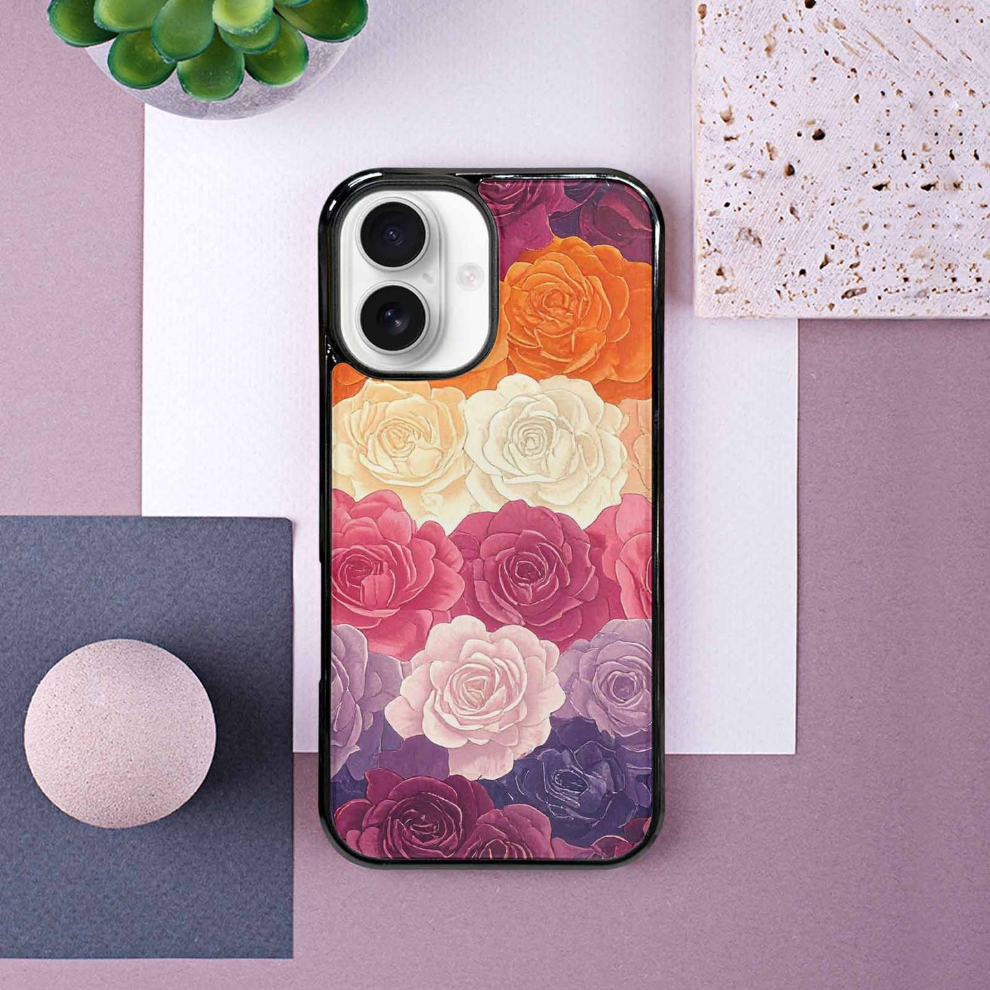 iPhone 16 Case — Lesbian Flag Color Theme Small Rainbow, Unique Phone Case Design