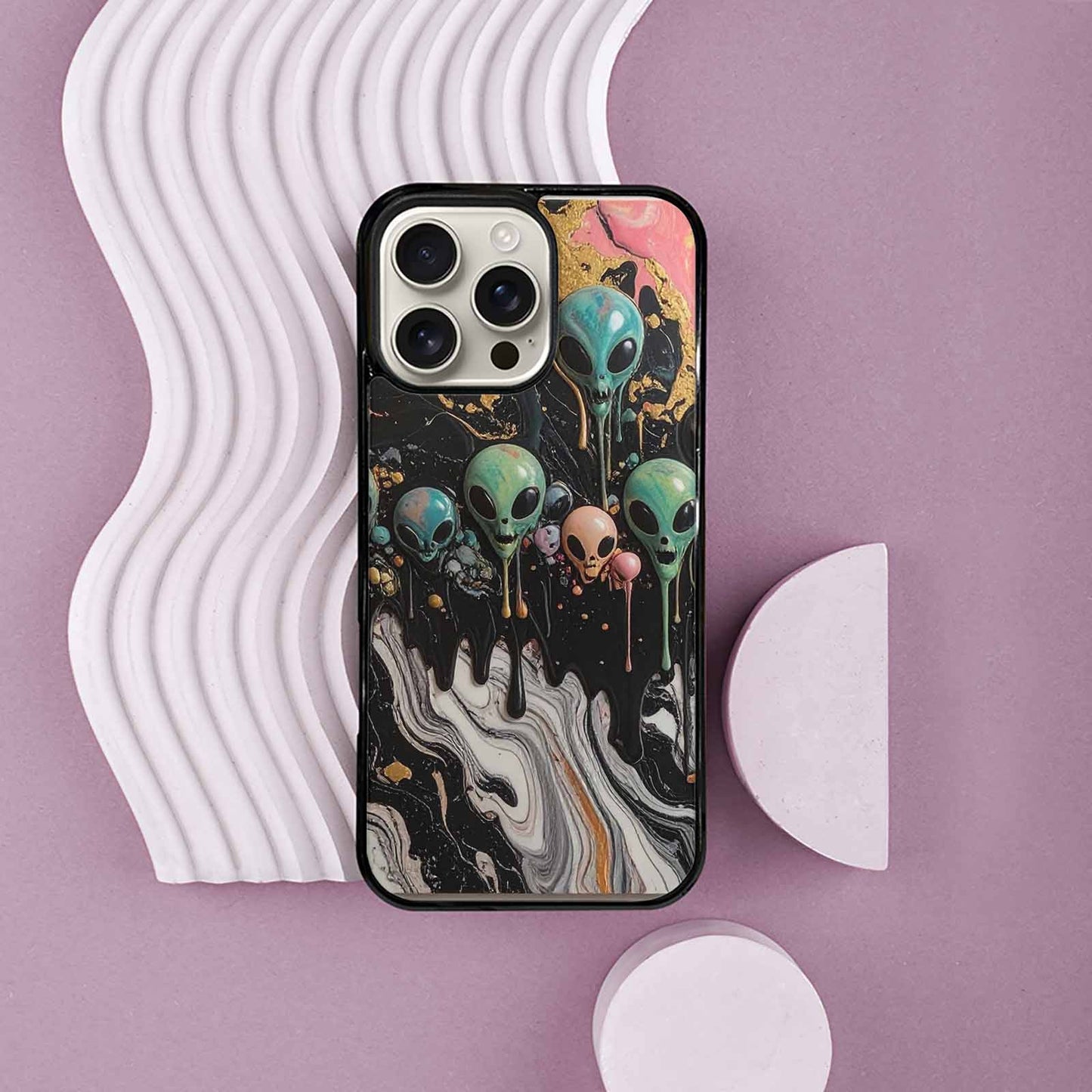 iPhone 16 Pro Max Case — Aliens Marblemelting Aliens Pa Ciq, Custom Printed Phone Case