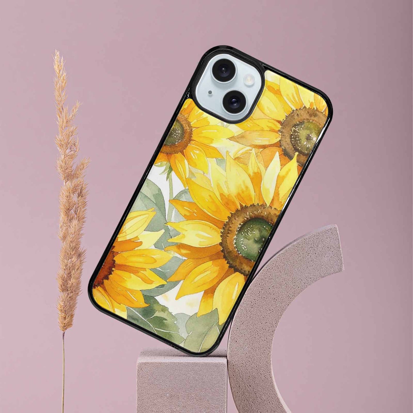 iPhone 15 Plus Case — Sunflowers Watercolor, Custom Made Phone Cover