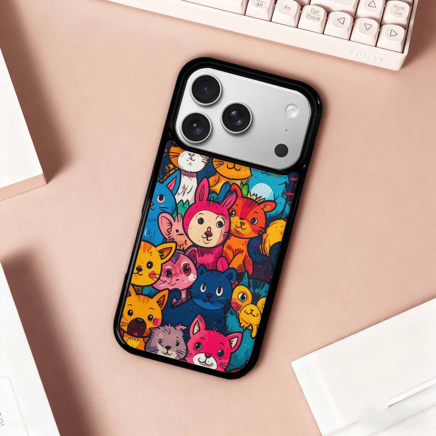 iPhone 17 Pro Case — Seamless Tileable Pattern Of Overlapping Cartoon, Custom Phone Case