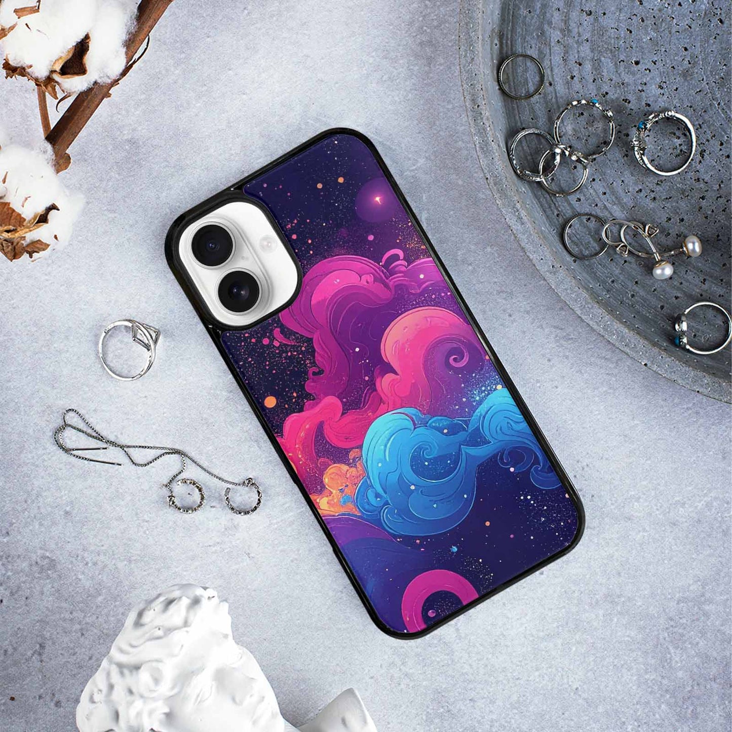 iPhone 16 Plus Case — Rose Galaxy Art Seamless Pattern Vibrant, Custom Made Phone Cover