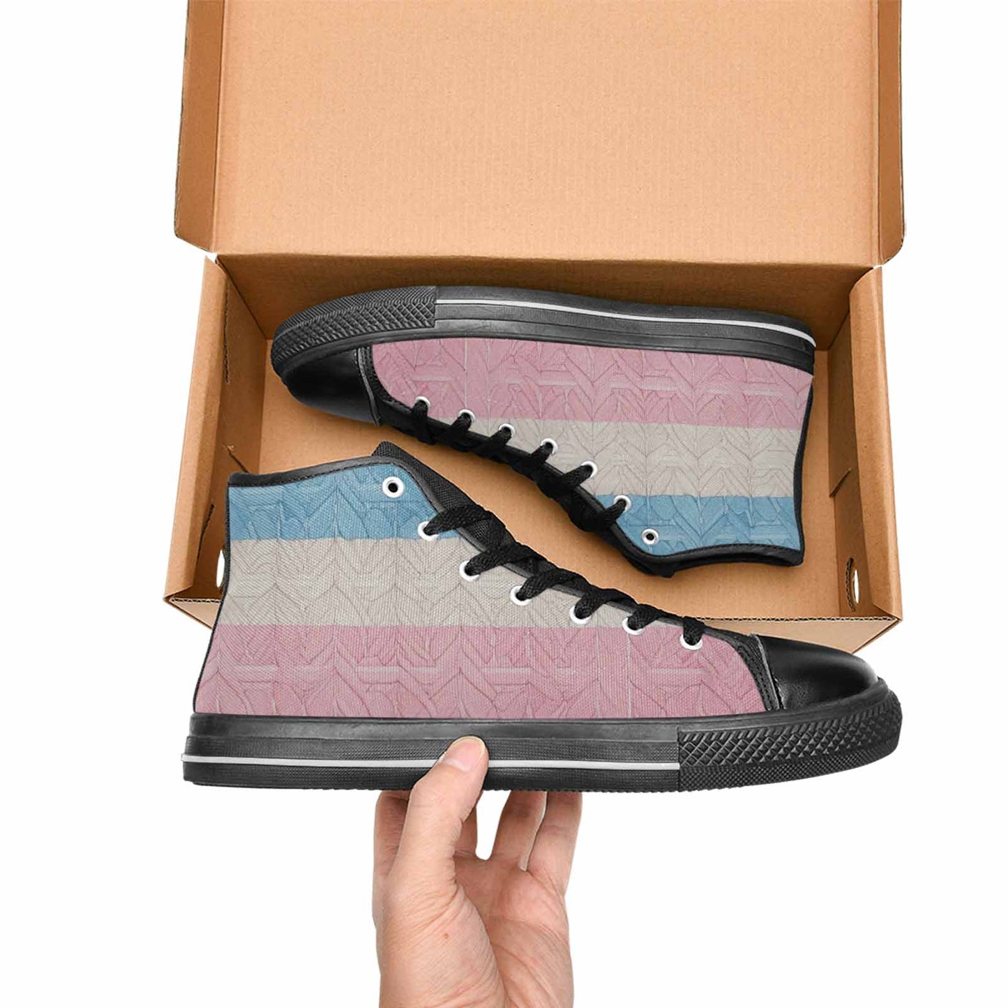 MEN'S Transgender Flag Color High Top Canvas Neon Fantasy Shoes