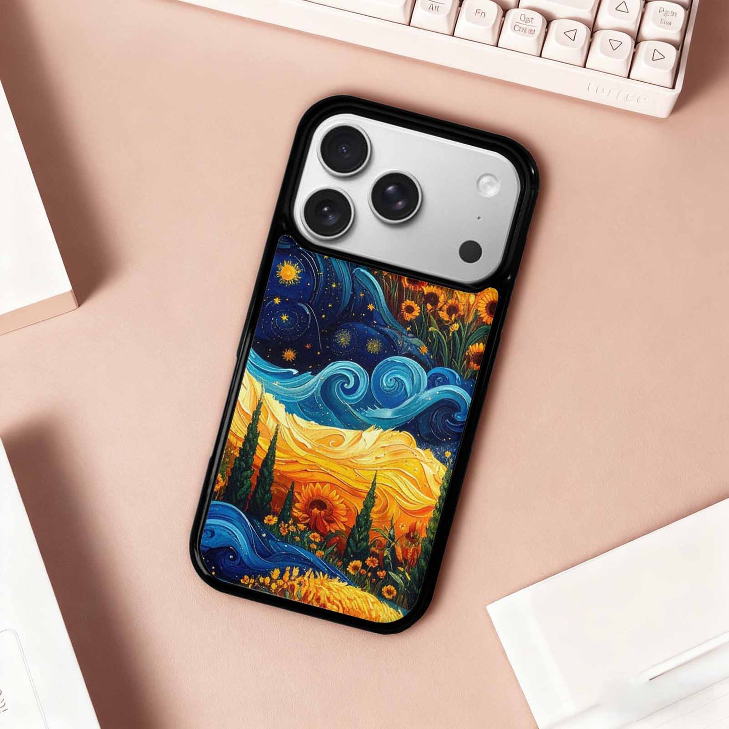 iPhone 17 Pro Case — Small Van Gogh Style Swirl Galaxy, Custom Art Phone Cover