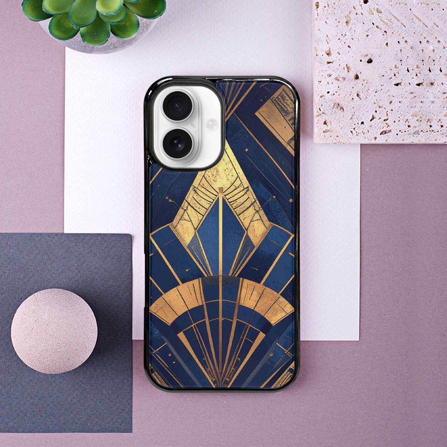 iPhone 16 Case — Art Deco Illustration Pattern, Customized Protective Case