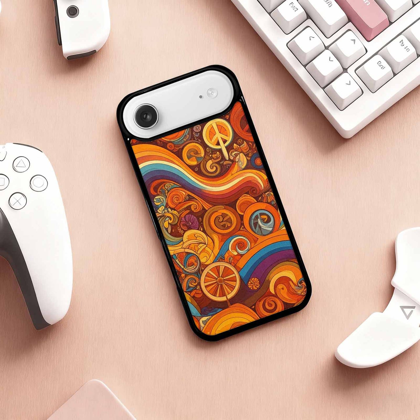 iPhone 17 Air Case — Small Groovy Peace Sign Swirl Original, Personalized Phone Case
