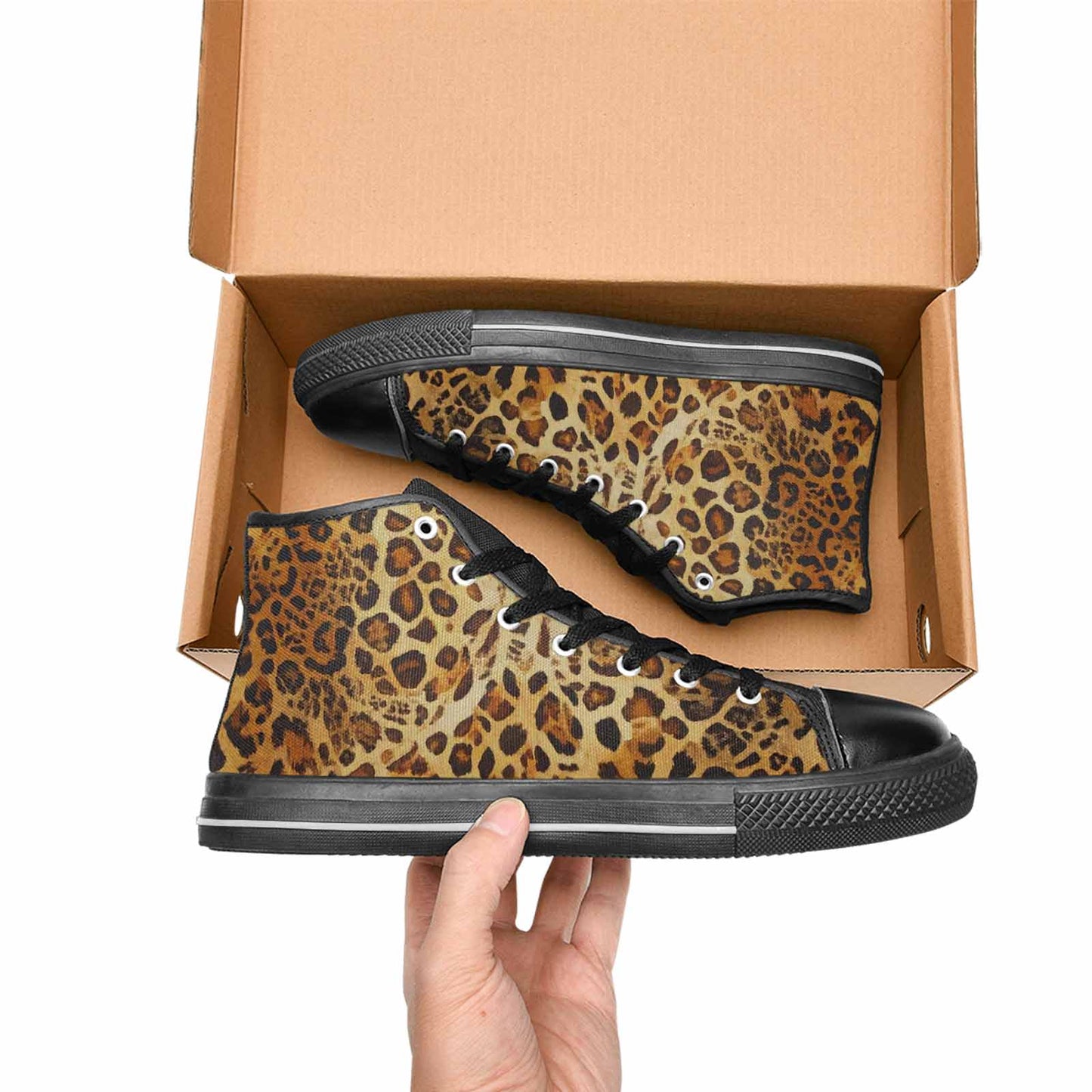 MEN'S Animal Print High Top Canvas Vibrant Chaos Custom Shoes