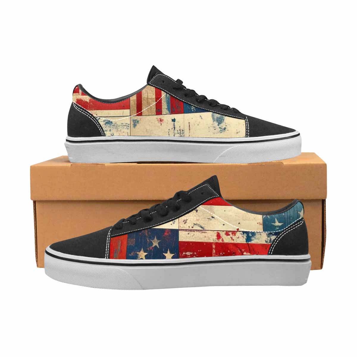 WOMEN'S American Flag Stars Canvas Lace-Up Neon Fantasy Shoes