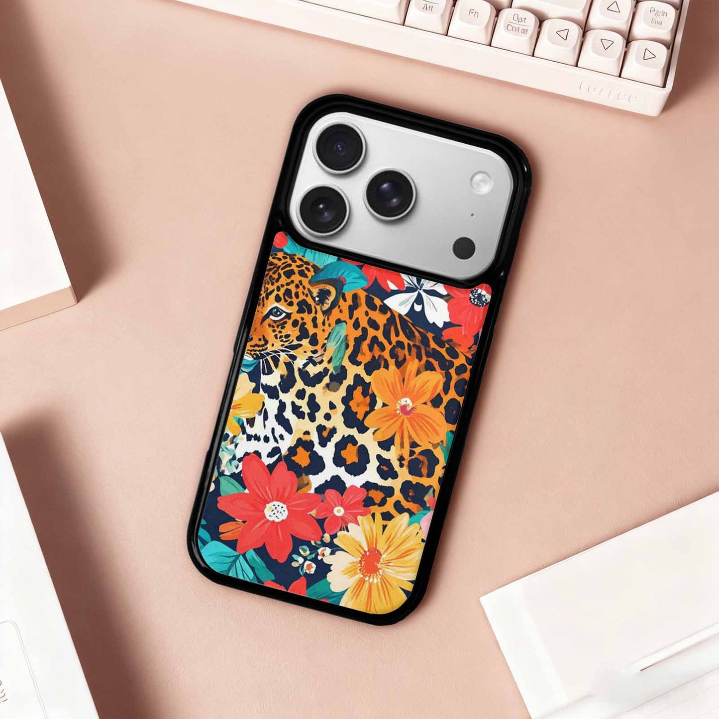 iPhone 17 Pro Case — Leopard Print Floral Seamless Pattern Animal, Custom Phone Case