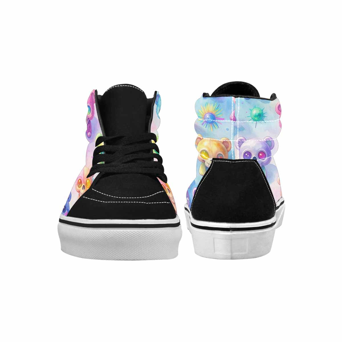 MEN'S Rainbow Teddy Skeletons Eye High Top Canvas Cottagecore Sneakers