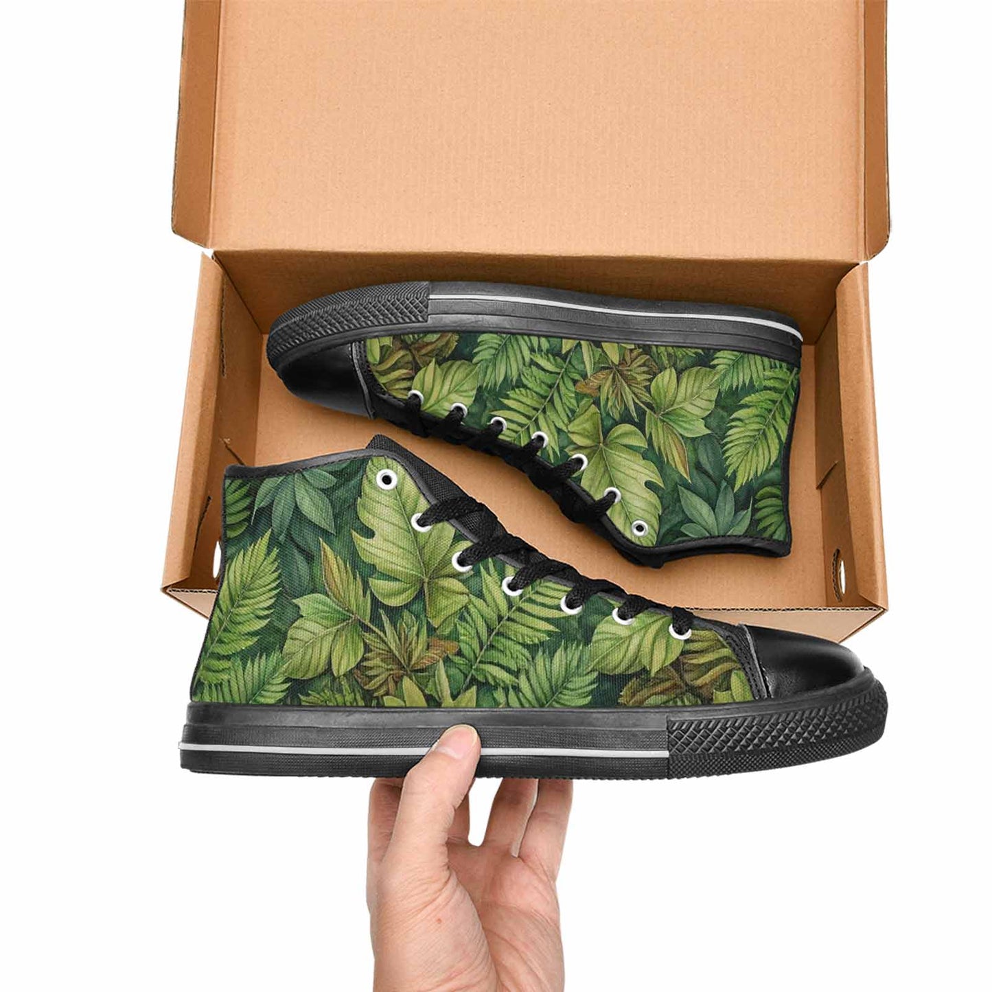 WOMEN'S Seven-Point Palmate Leaf High Top Canvas Aesthetic Sneakers