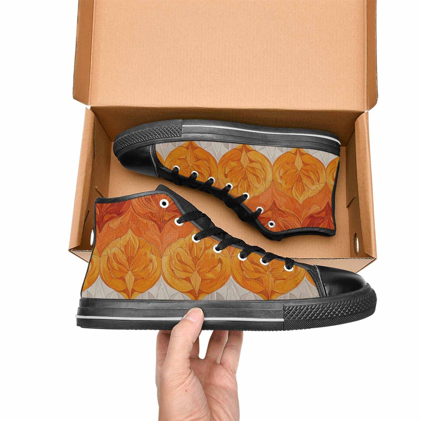 MEN'S Lesbian Flag Color High Top Canvas Surreal Custom Sneakers