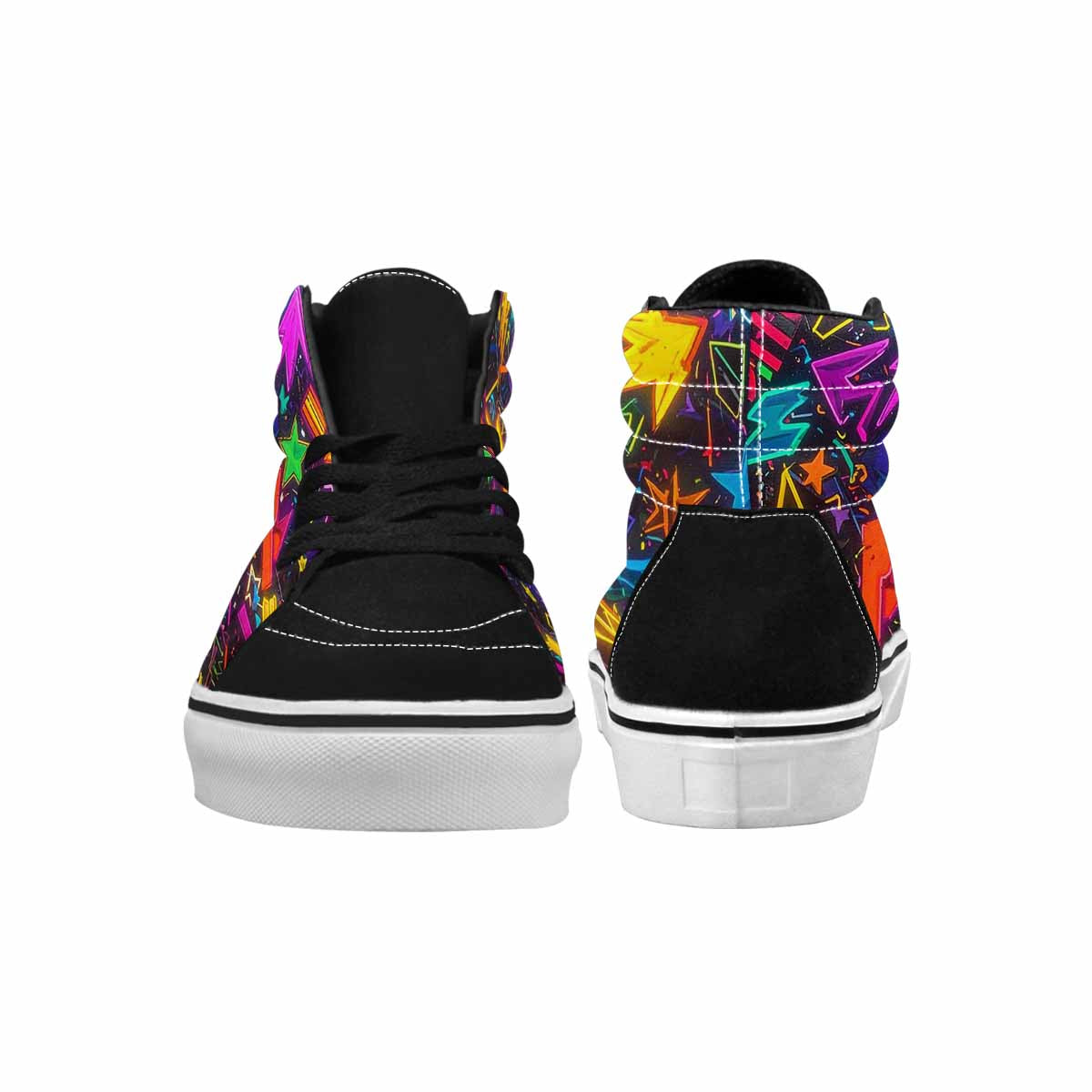 MEN'S 80s Retro Motif High Top Canvas Kaleidoscope Sneakers