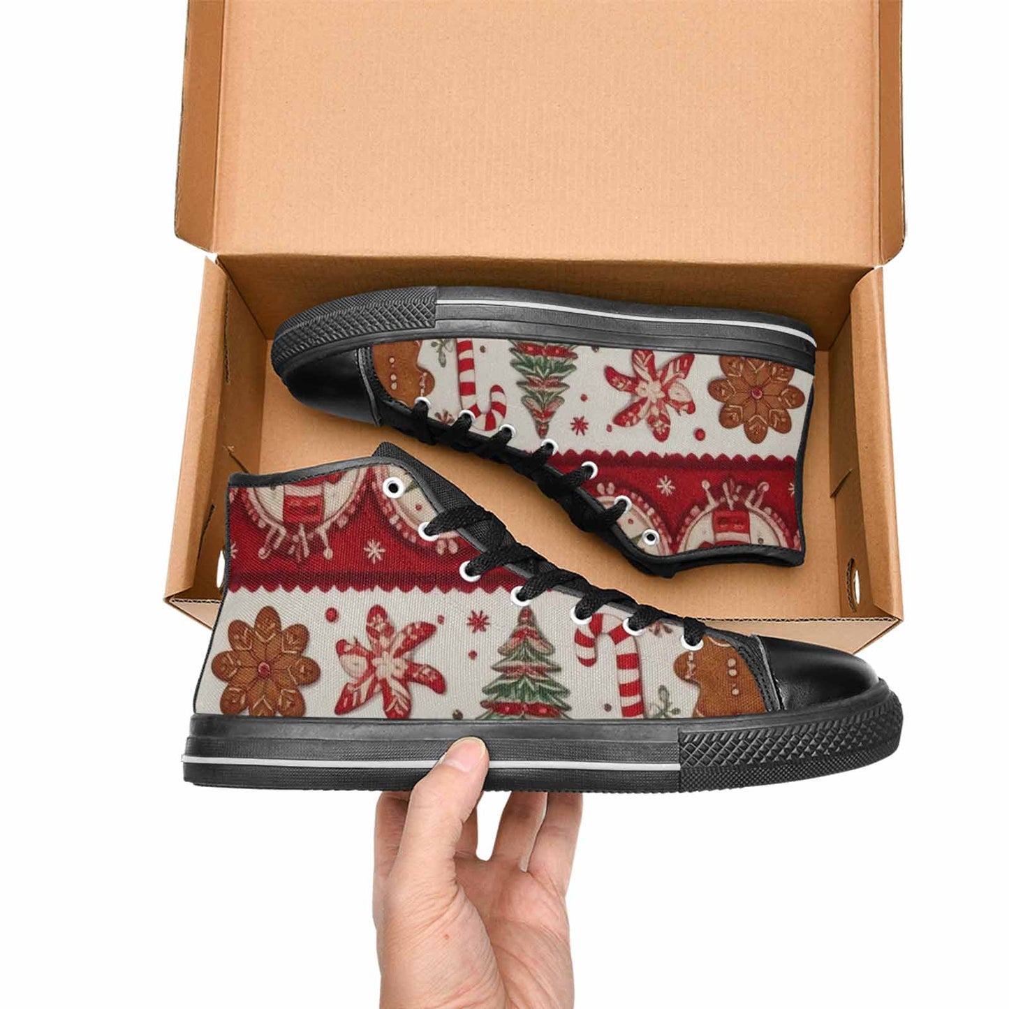 MEN'S Christmas Holly Snowflake High Top Canvas Aesthetic Sneakers