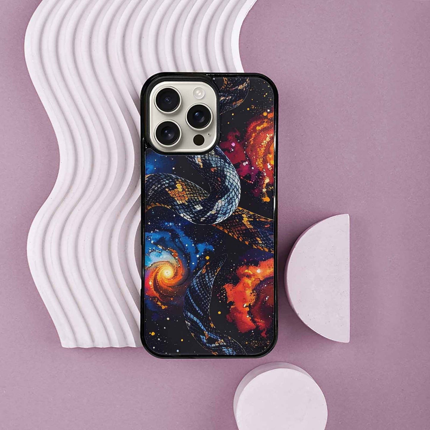 iPhone 16 Pro Max Case — Galaxy Snake Print, Personalized Phone Case