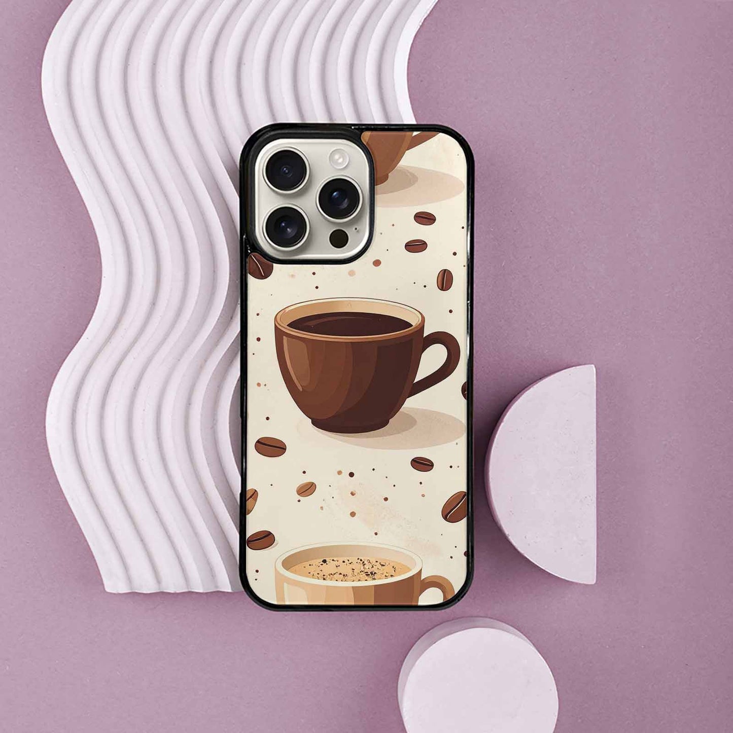 iPhone 16 Pro Max Case — Coffee Cup And Bean Pattern Seamless, Custom Made Phone Cover