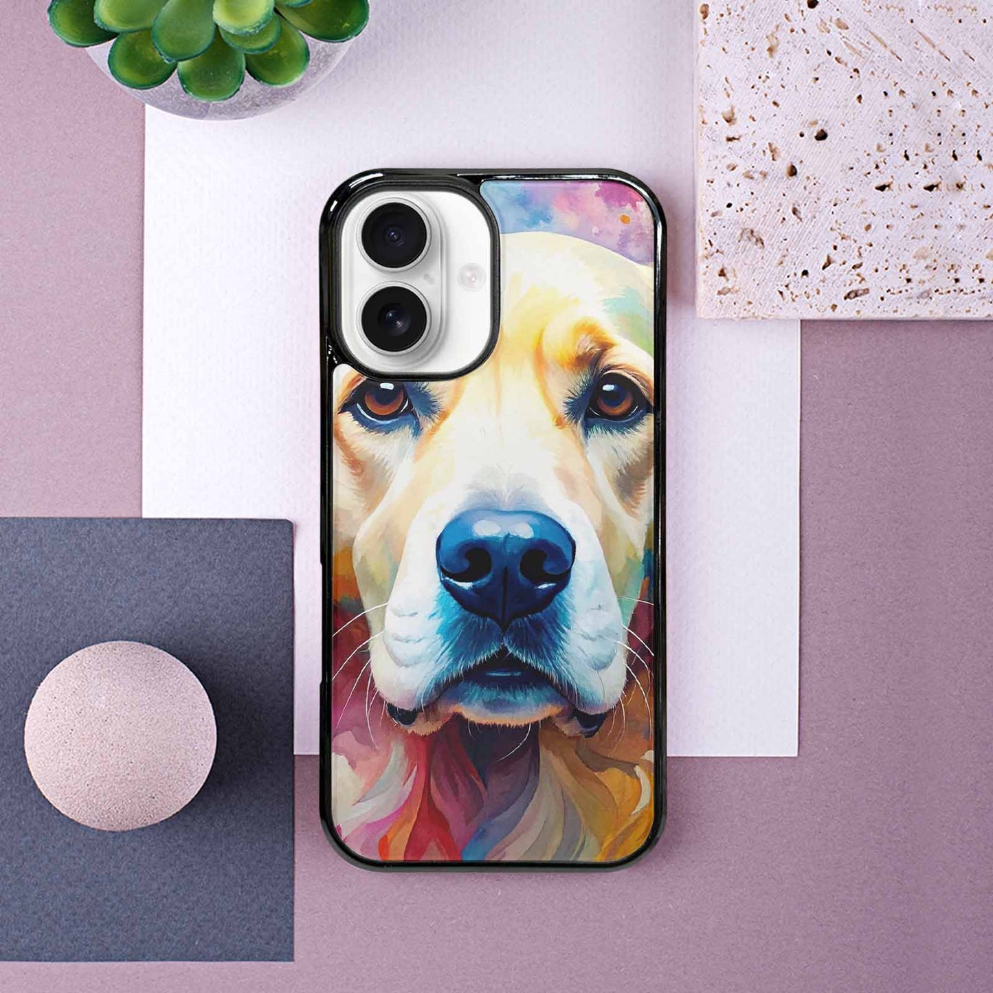 iPhone 16 Case — Golden Retriever Watercolor Art Pattern Personalized, Custom Print Case Cover