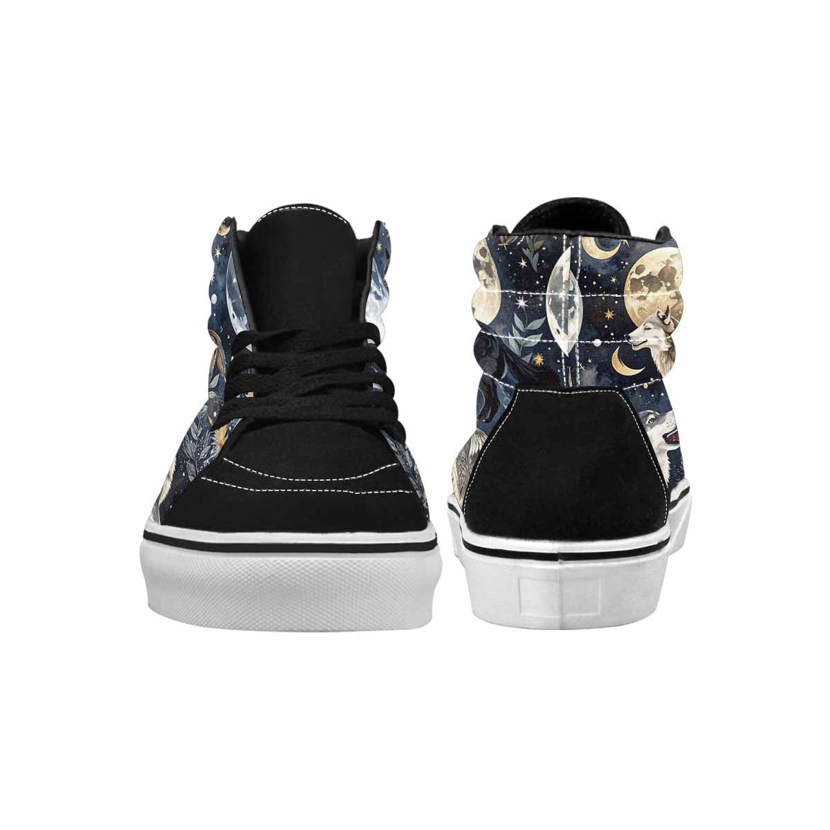 WOMEN'S Wolf Silhouette Moon High Top Canvas Wallpaper Art Sneakers