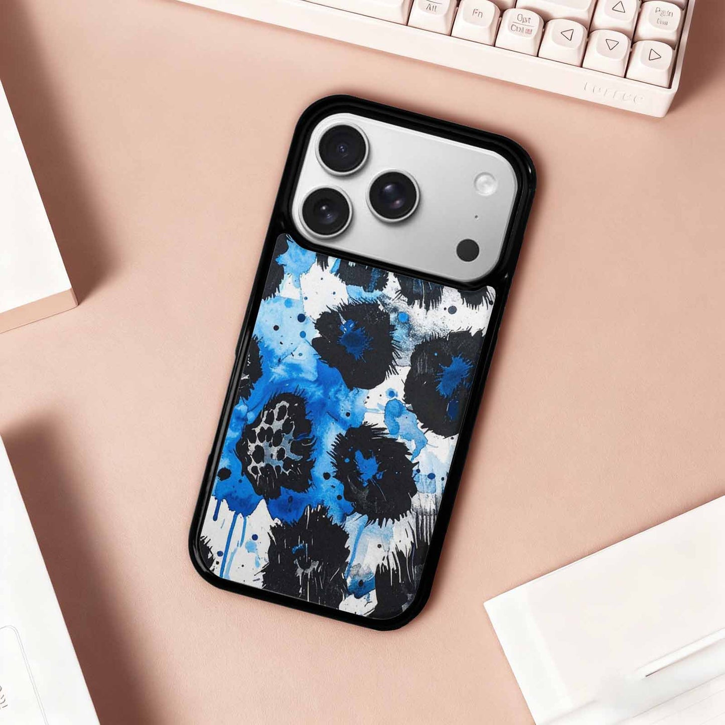 iPhone 17 Pro Case — Animal Print Black Blue Ink Animal, Customized Protective Case