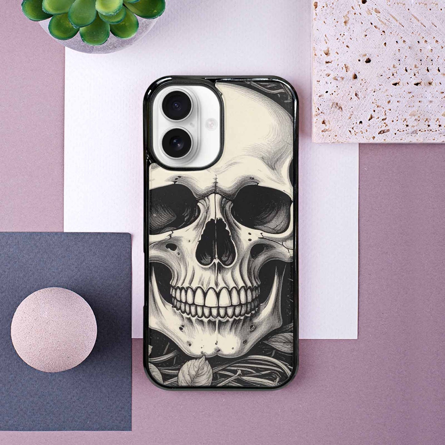 iPhone 16 Case — 20 Skulls Overlapping Seamless Tileable Pattern, Original Design Phone Case