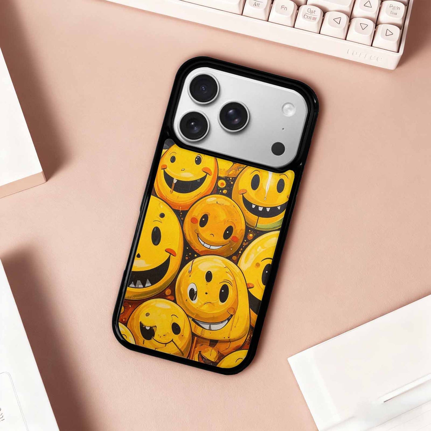 iPhone 17 Pro Case — Melting Moon Smiley Yellow Version Original, Customized Protective Case