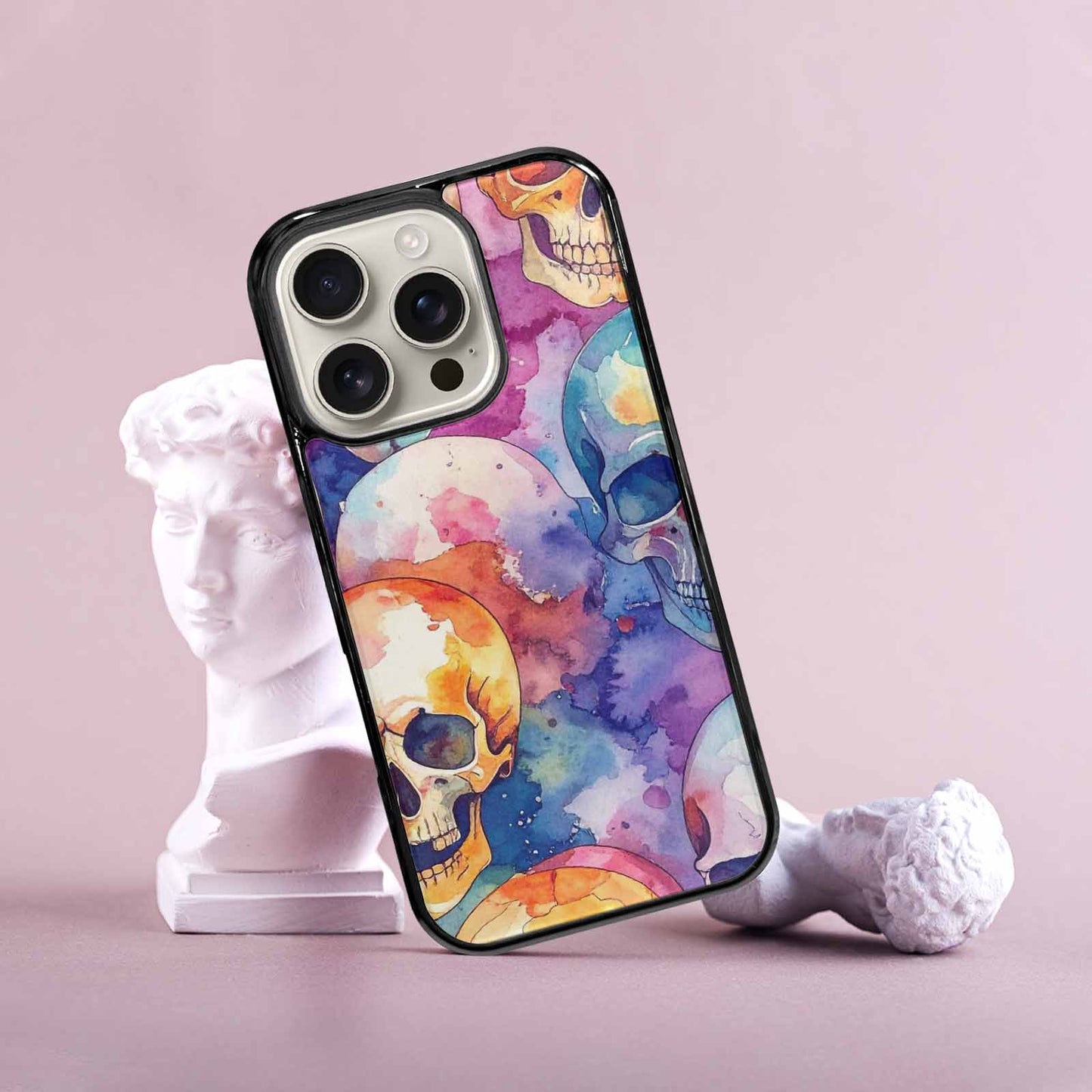 iPhone 16 Pro Case — Kulls Watercolor Skulls Small Skull Pattern, Custom Made Phone Cover
