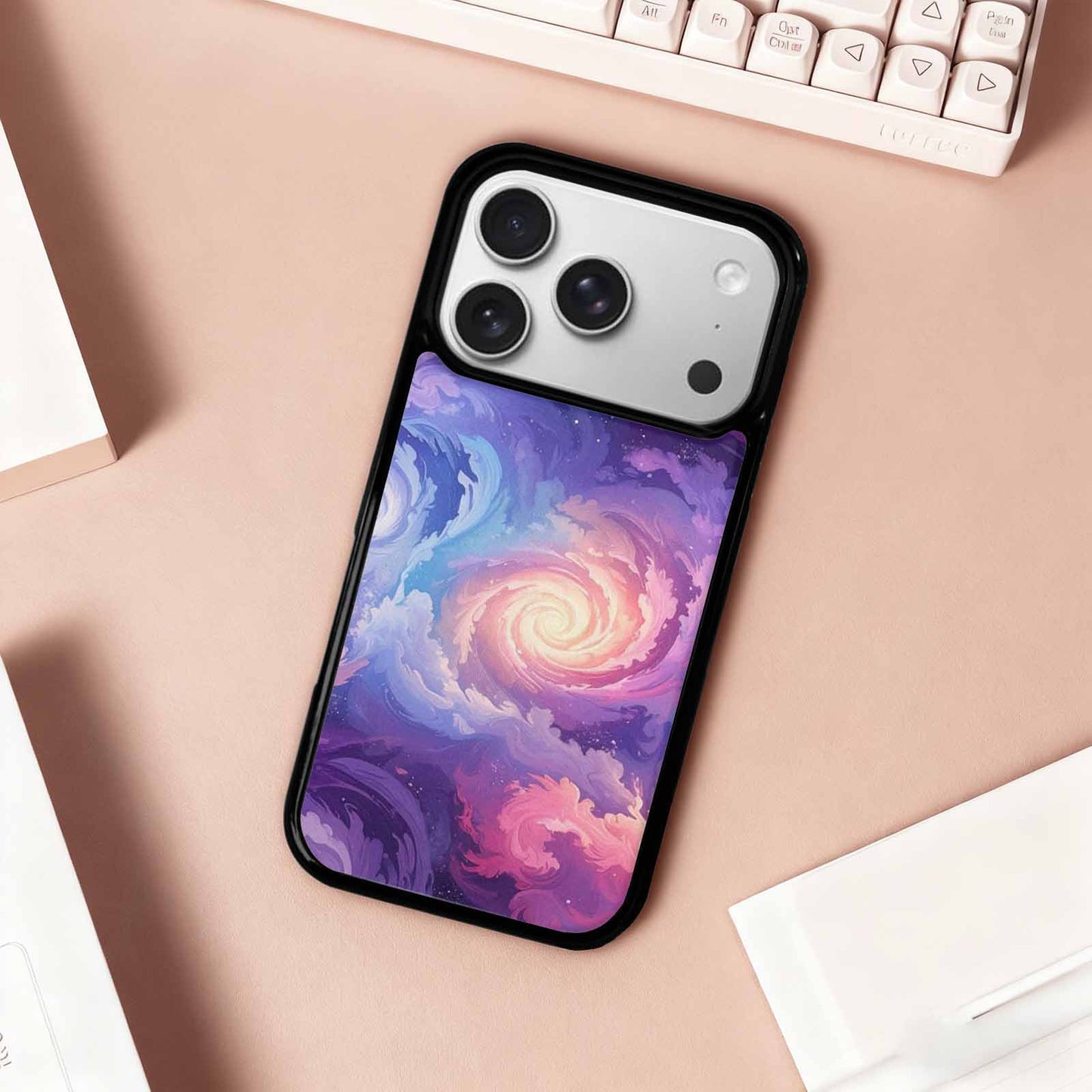 iPhone 17 Pro Case — Seamless Repeating Pattern Of Overlapping Galaxy, Personalized Phone Case
