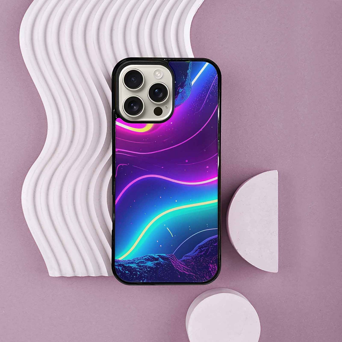 iPhone 16 Pro Max Case — 1980s Neon Cartoon Art Pattern, Custom Art Phone Cover