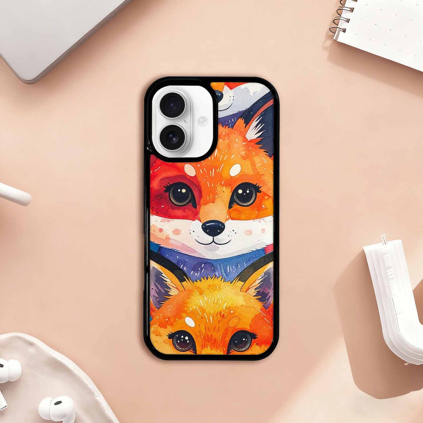 iPhone 17 Case — Watercolor Kawaii Fox Watercolor Abstract, Original Design Phone Case