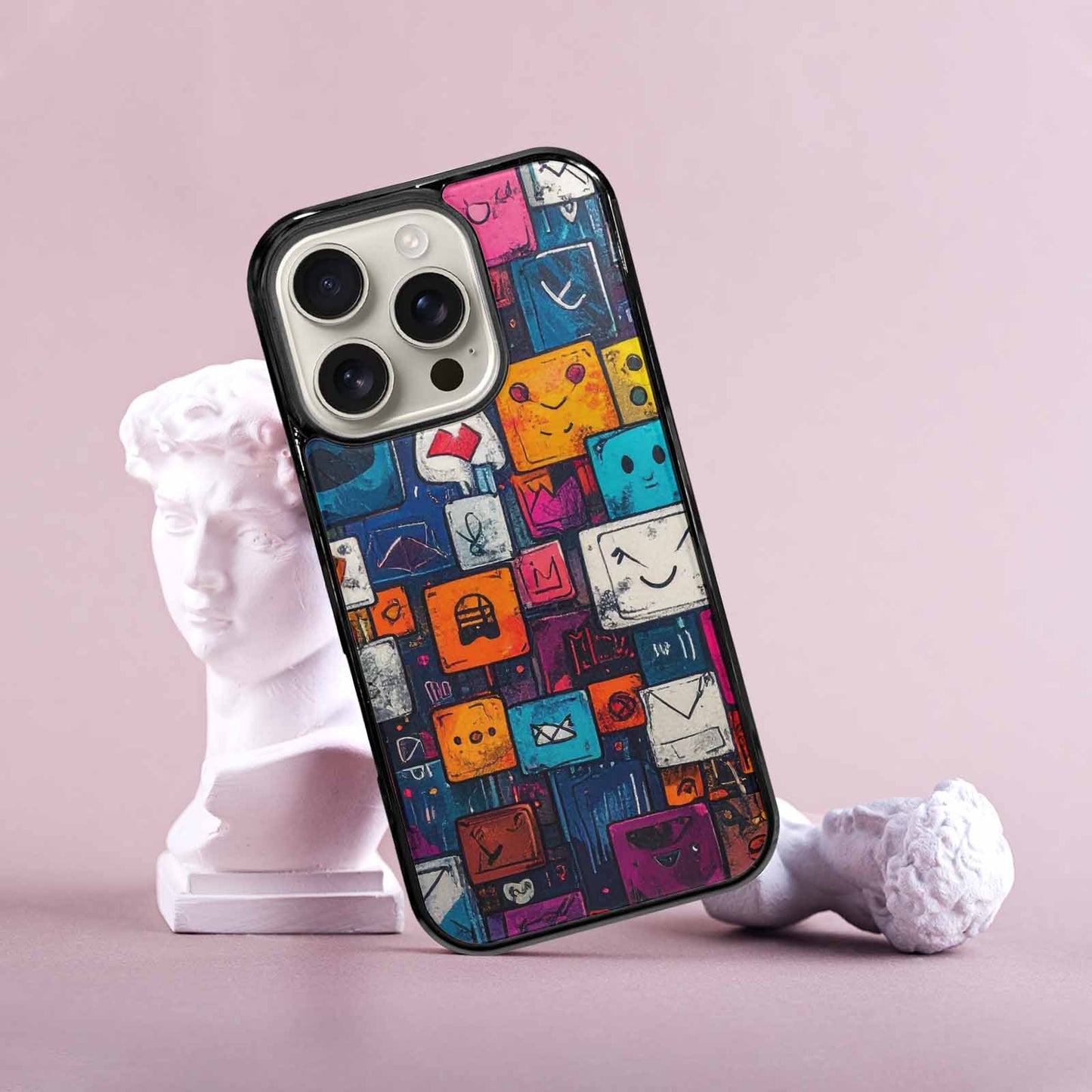 iPhone 16 Pro Case — Hand Drawn Icon Doodle Pattern Hundreds, Unique Phone Case Design