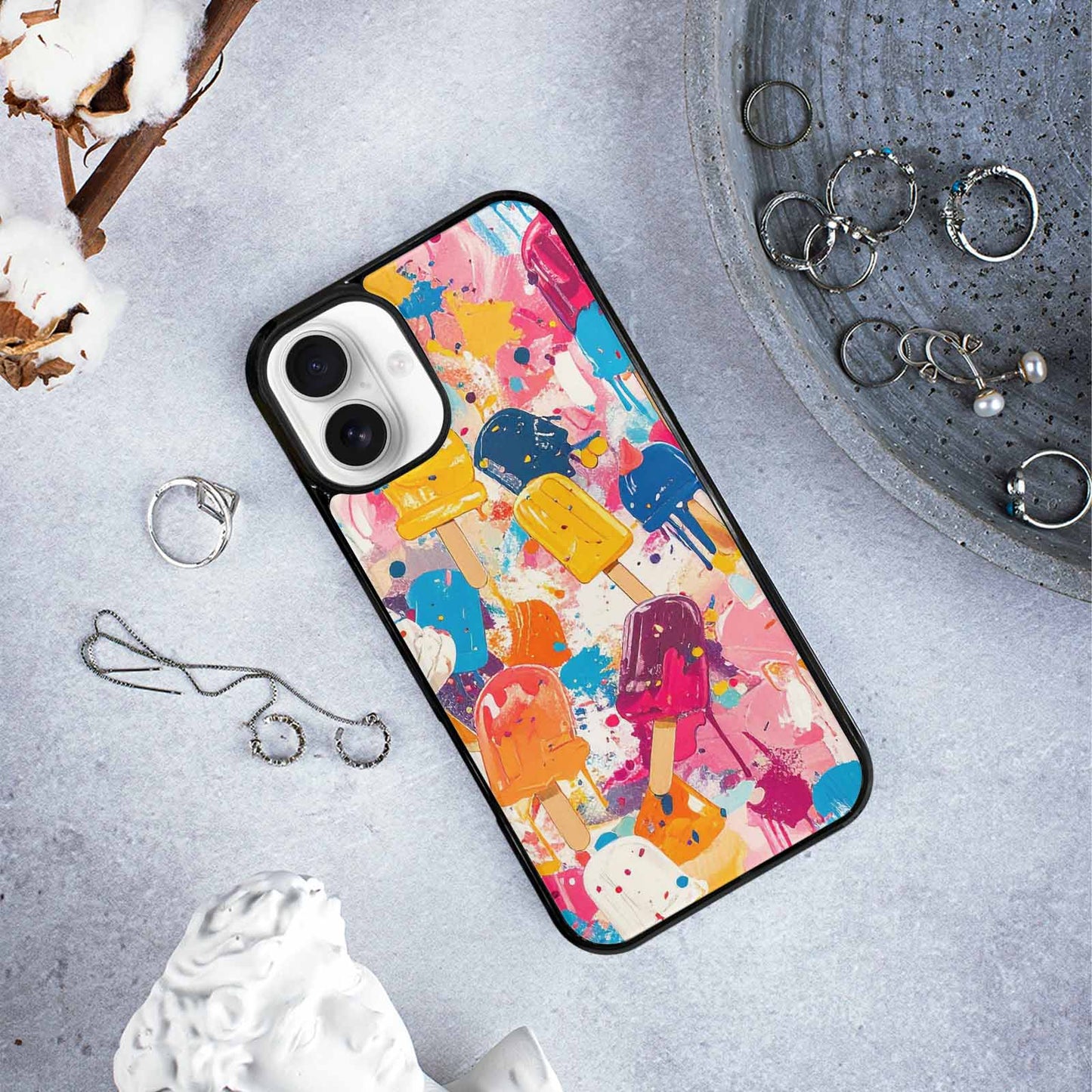 iPhone 16 Plus Case — Ice Cream Motif Ice Cream Motifs, Customized Protective Case