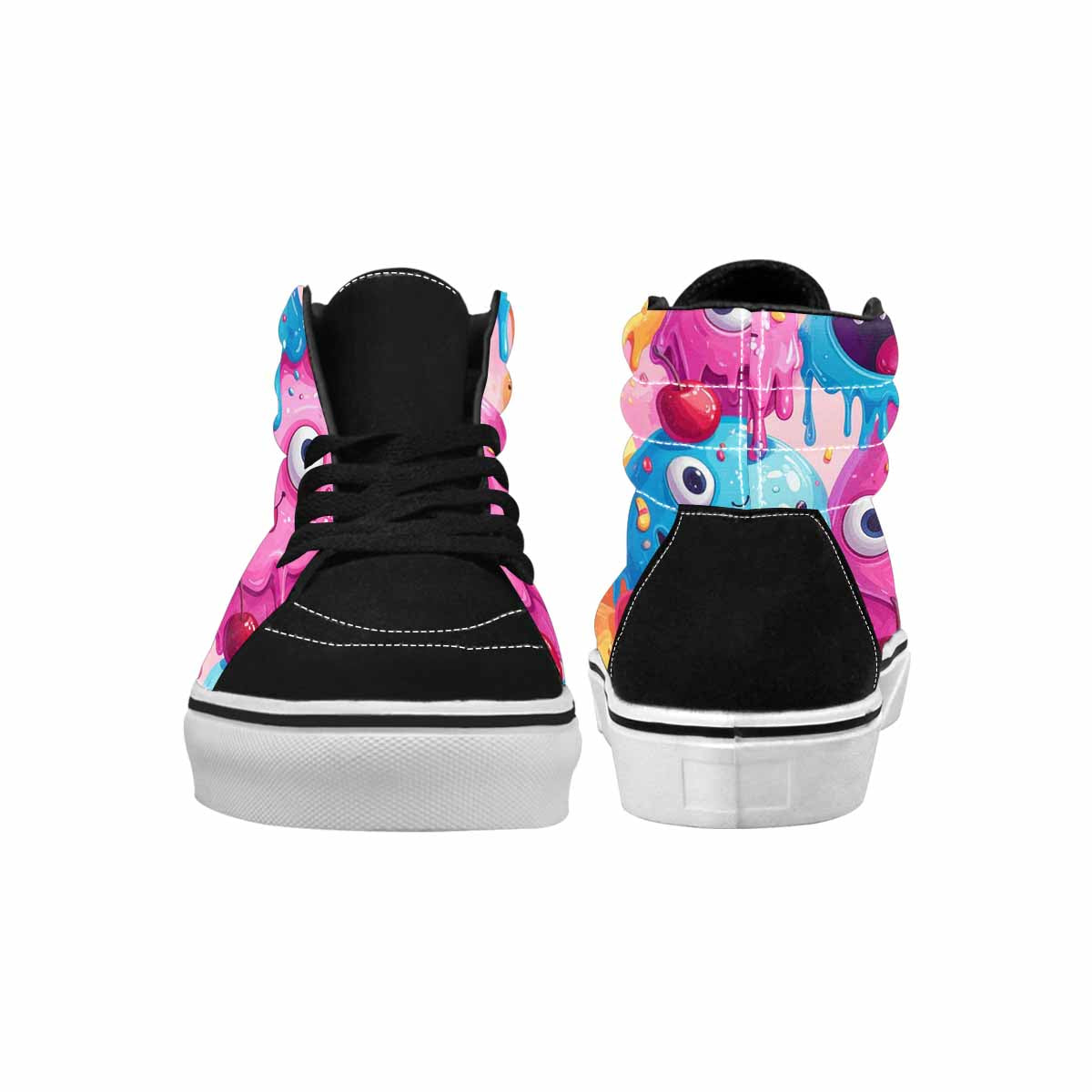 WOMEN'S Melting Icecream Monster Cherry High Top Canvas Cottagecore Custom Sneakers