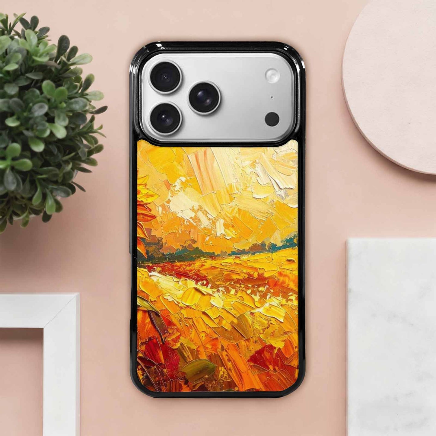 iPhone 17 Pro Max Case — Impressionist Sunflower Brushstroke Pattern Floral, Custom Print Case Cover