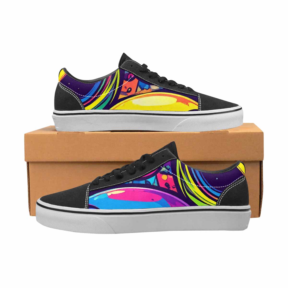 MEN'S Alien Ufo Cartoon Canvas Lace-Up Wallpaper Art Custom Sneakers