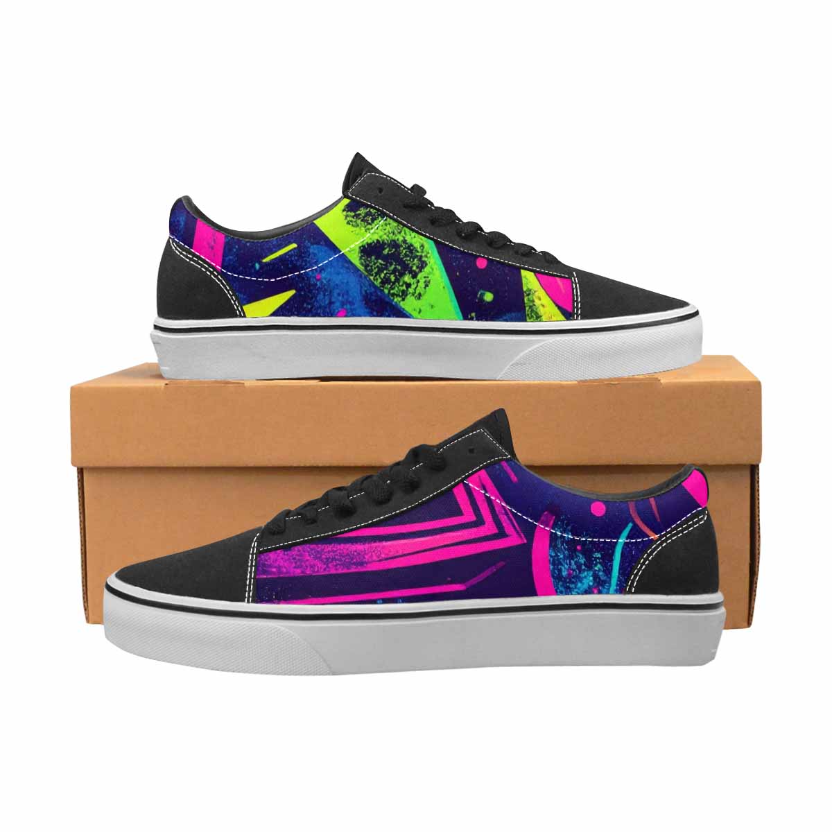 MEN'S Memphis Squiggles Triangles Dots Canvas Lace-Up Vivid Custom Sneakers