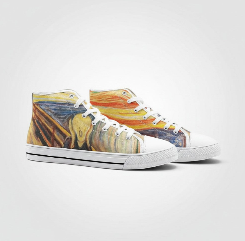 UNISEX Edvard Munch 1893 The Scream Custom Sneakers | Freaky Shoes®