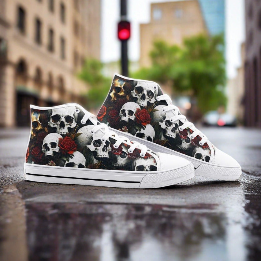 UNISEX Rose Skulls Dark Custom Shoes Custom Sneakers | Freaky Shoes®