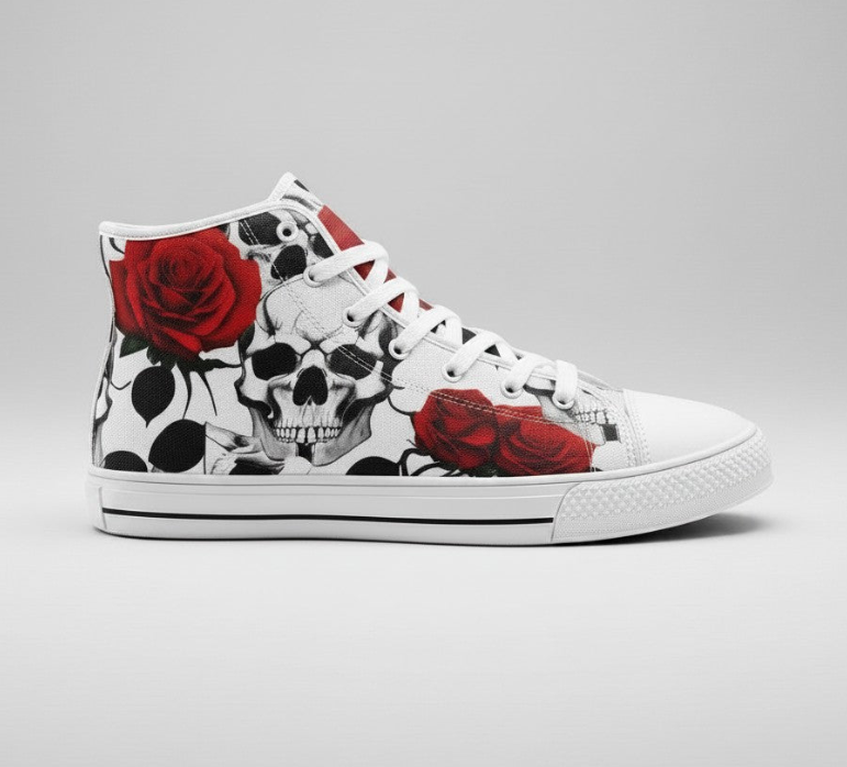 UNISEX Skulls Roses Deluxe (Prin Custom Sneakers | Freaky Shoes®