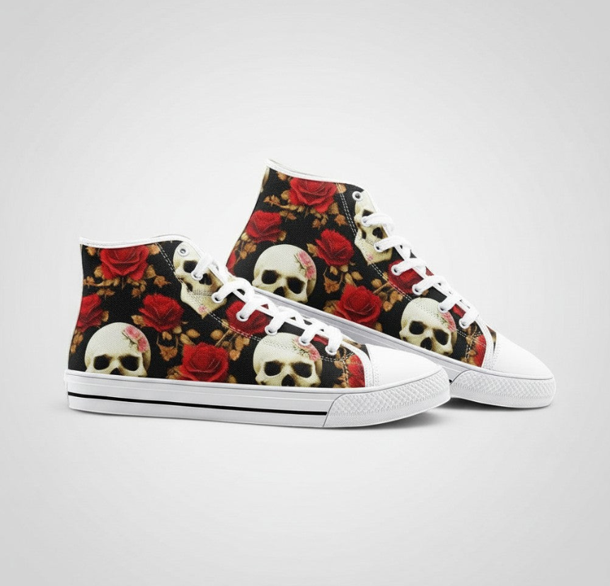 UNISEX Rose Skulls (Print 1) Custom Sneakers | Freaky Shoes®