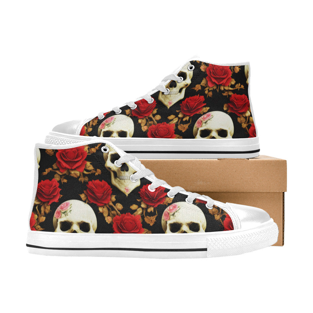 MEN'S Rose Skulls Men’S High Top Canvas Cottagecore Custom Shoes