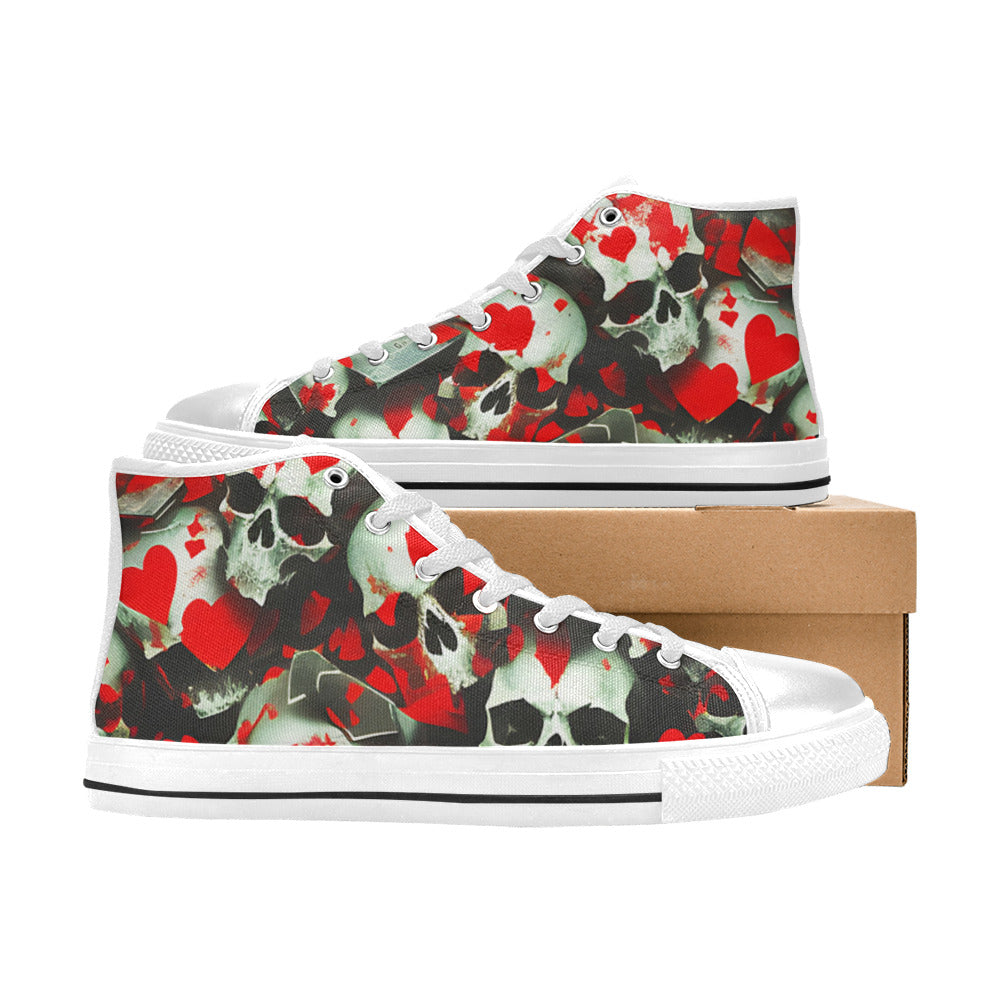 WOMEN'S Splatter Skulls High Top Canvas Dark Academia Sneakers