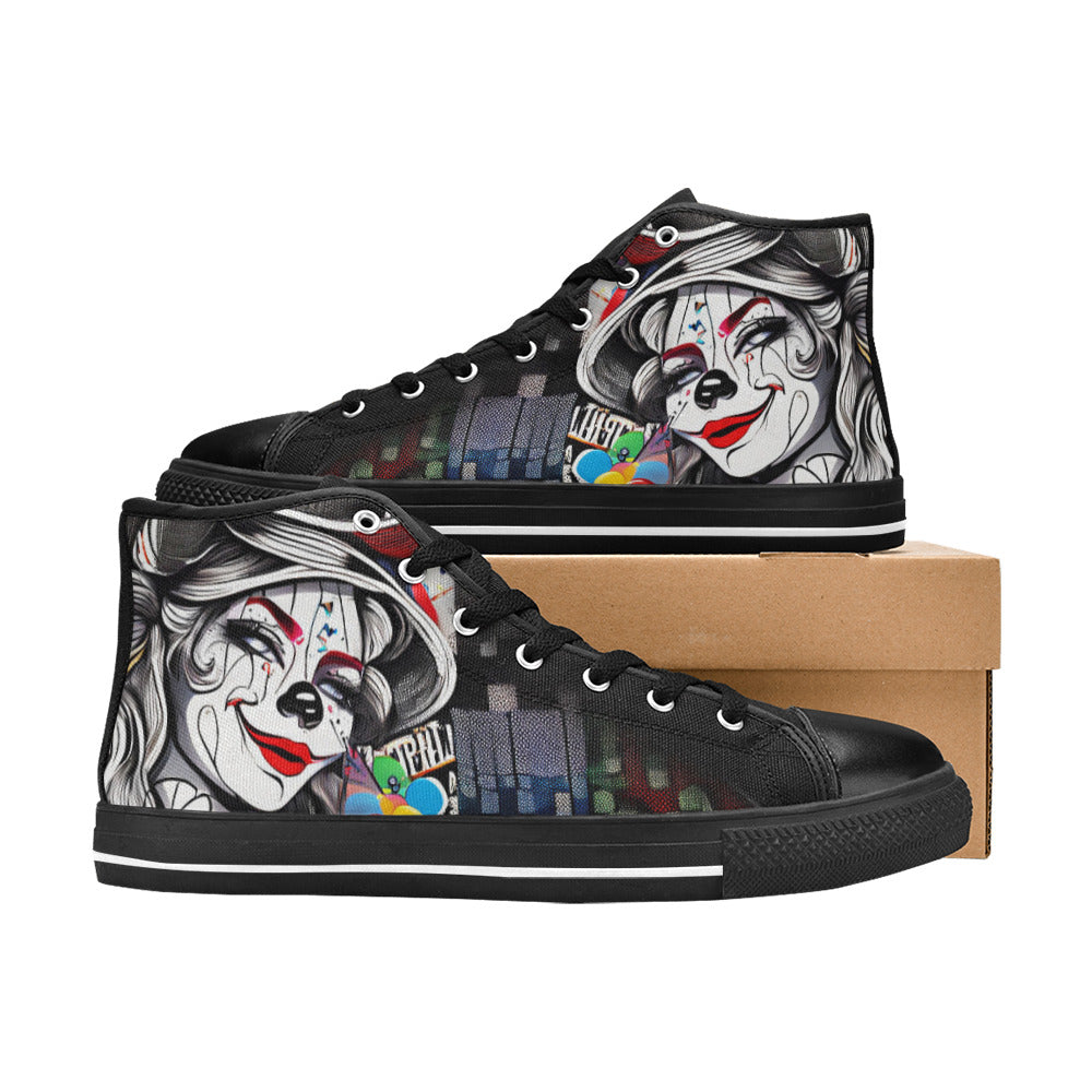 MEN'S Clown Woman Design Men’S High Top Canvas Dark Academia Custom Shoes