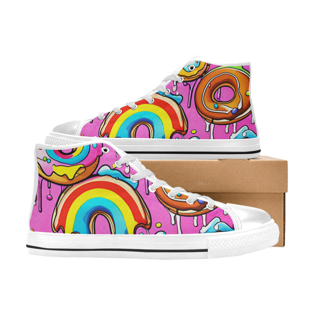WOMEN'S Dripping Frosting From Rainbow High Top Canvas Vibrant Chaos Custom Sneakers