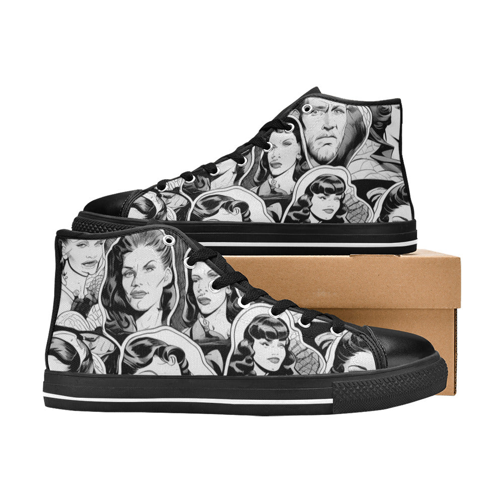 WOMEN'S Cc Retro Faces 2 High Top Canvas Dark Academia Custom Sneakers