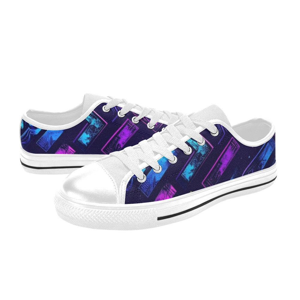 KIDS' Electric Houndstooth Dream 1 Low Top Canvas Vivid Custom Shoes