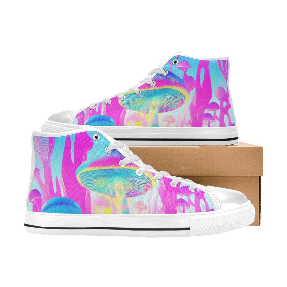 MEN'S Cc Mushroom Art Men’S High Top Canvas Wallpaper Art Shoes