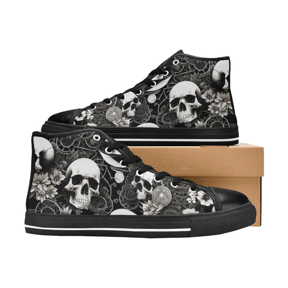 WOMEN'S Skulls Love High Top Canvas Dark Academia Sneakers