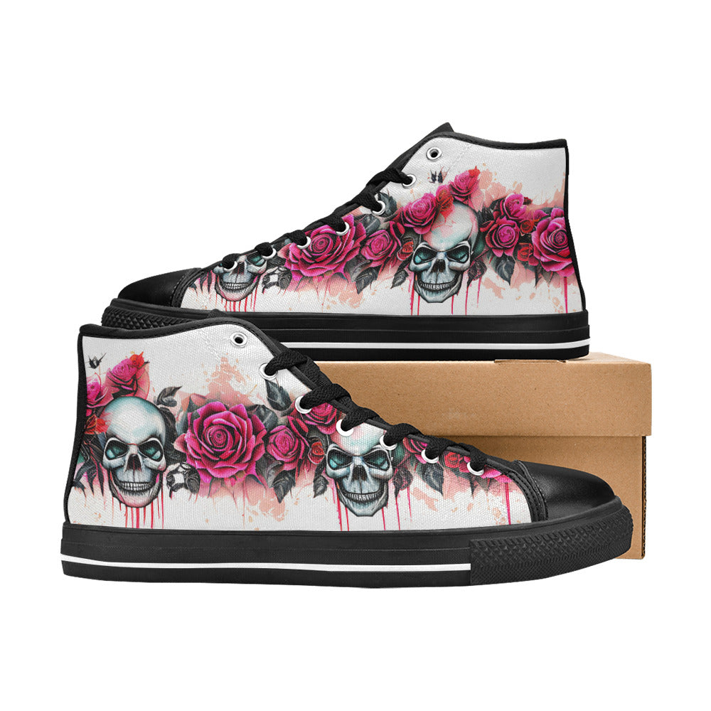 MEN'S Skulls Roses Deluxe 2 High Top Canvas Surreal Shoes