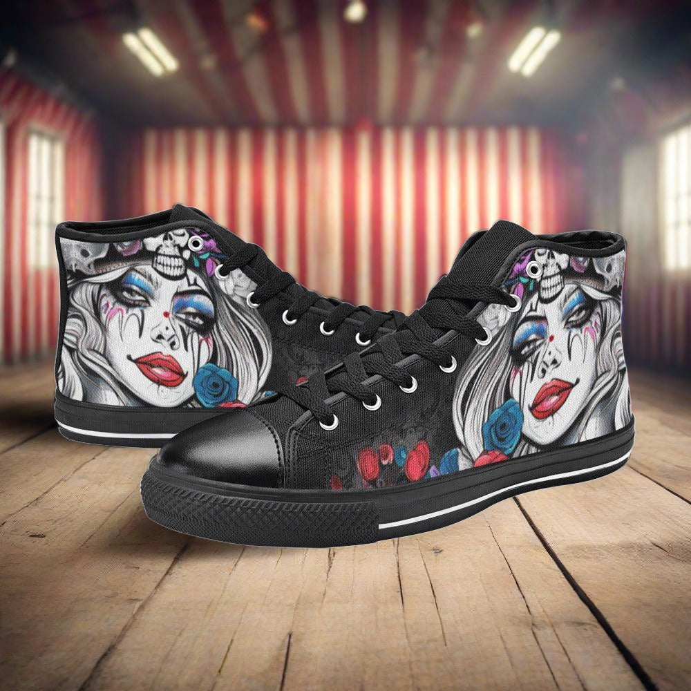 Phoenix Purple Teal Wearable WOMEN Bold Art - Freaky Shoes | Custom Art Sneakers
